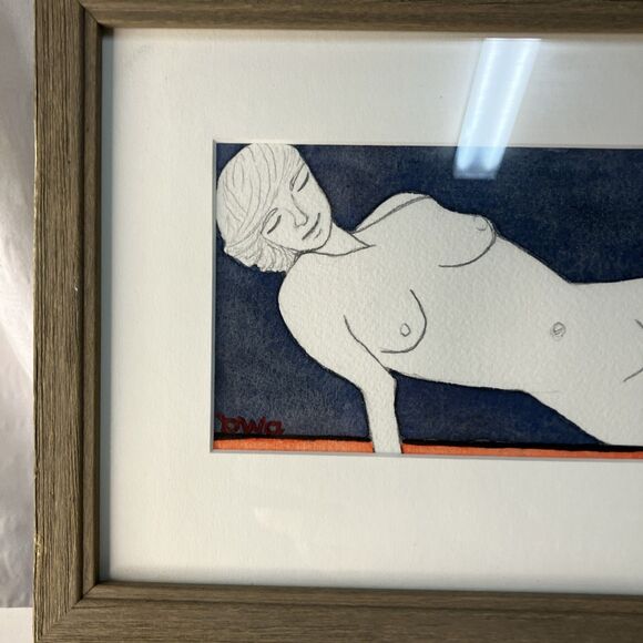 2014 Original Modern Minimalistic Nude Line Art Pencil Watercolor Artist Signed - Picture 2 of 11